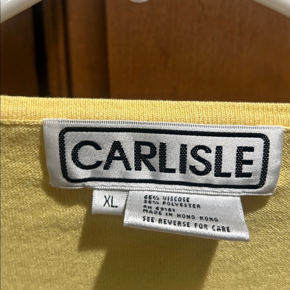Carlisle Women's Yellow sweater button down Cardigan Top - Picture 2 of 6